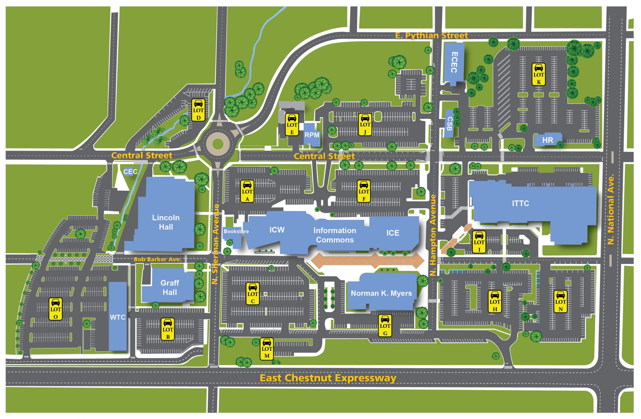 Springfield College Campus Map Maps and Directions   Springfield Missouri College